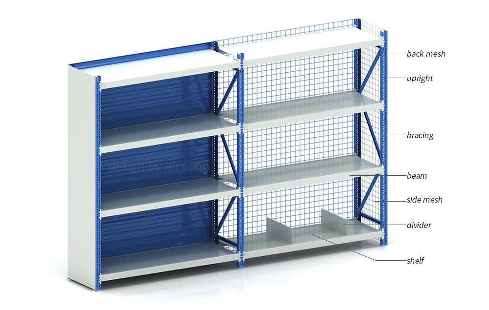 steel shelf rack with protecting mesh componnets 40-1